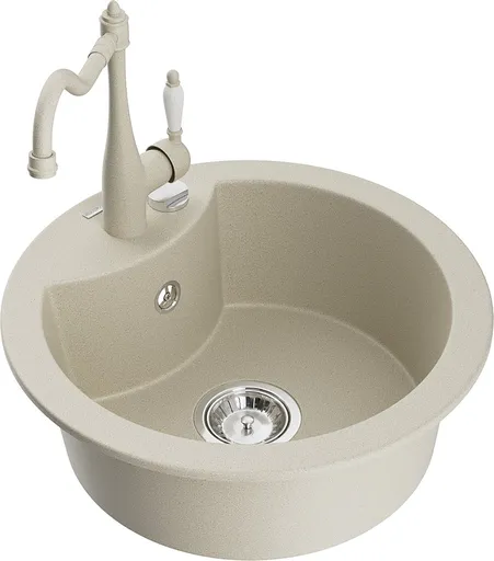 MEXEN/S MEXEN/S - Diego granitový drez 1-miska vrátane batérie Carla, béžová 6512-69-670700-69