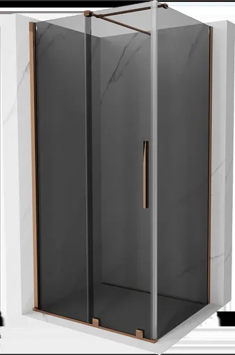 MEXEN/S - Velár sprchovací kút, posuvné dvere 110 x 80, grafit, ružové zlato 871-110-080-41-60