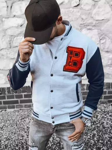 Pánska svetlo-sivá mikina s nášivkami