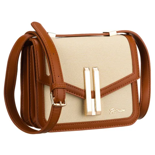 Dámska crossbody kabelka Peterson v odtieňoch ecru a hnedej – dvojkomorová s magnetickým zapínaním