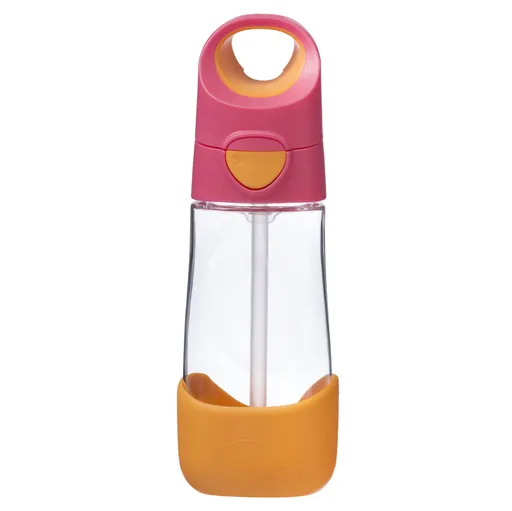 B.BOX Fľaša na pitie so slamkou ružová/oranžová 9m+ 450 ml