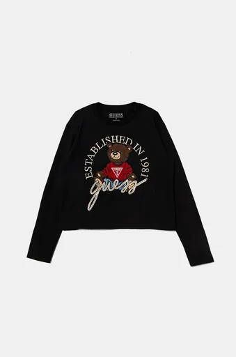 Detská bavlnená košeľa s dlhým rukávom Guess