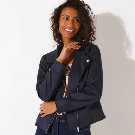 Bunda na zips z imitácie semišu