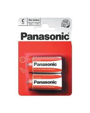 PANASONIC Zinkouhlíkové batérie Red Zinc R14RZ/2BP EU C 1, 5V (Blister 2ks)