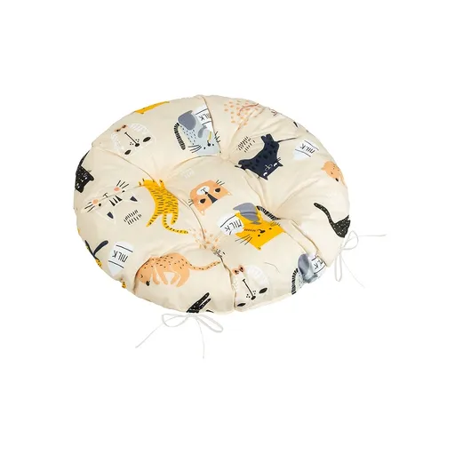 Bellatex Sedák Adéla prešívaný okrúhly Mačka žltá, 40 x 40 cm