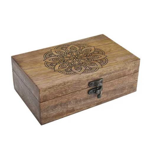 InDecor Box z mangového dreva Mandala, 26,5 x 19 x 10,5 cm, L