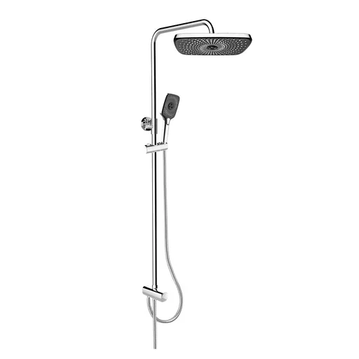 MEREO Mereo Sprchový set s tyčou, hadicou, ručnou a tanier. hranatou sprchou, čierna CB95001SB2