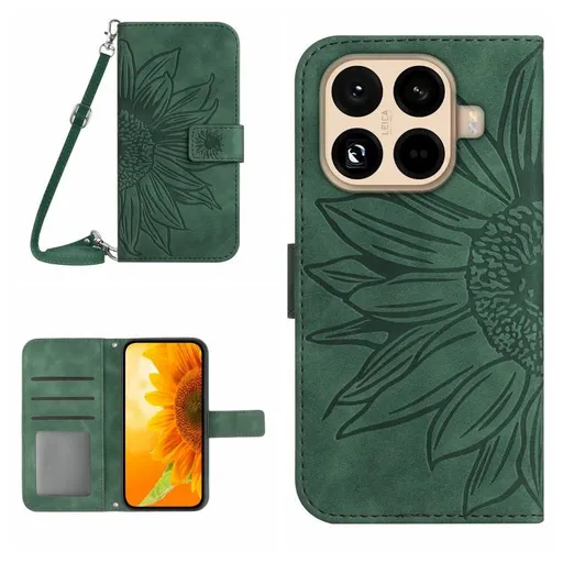 ART SUNFLOWER Peňaženkový kryt so šnúrkou pre Xiaomi 15T Pro zelený