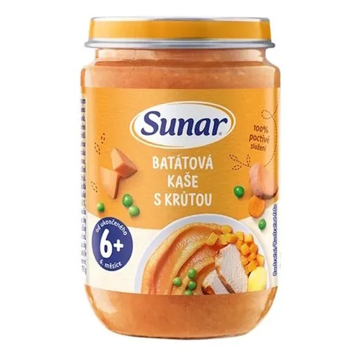 SUNAR Príkrm batátová kaša s morčacím mäsom 6m+190 g