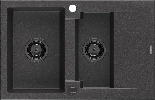 MEXEN/S MEXEN/S - Gaspar granitový drez 1.5 s odkvapkávačom 737 x 475 mm, čierny kropenatý, čierny sifón 6507731505-76-B