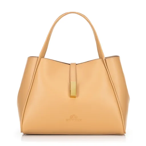 Dámska kožená aktovka s odnímateľným vreckom, béžová 100-4E-202-9