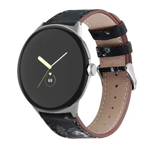 LEATHER Kožený remienok pre Google Pixel Watch 4 45mm / Pixel Watch 3 45mm WHITE FLOWER