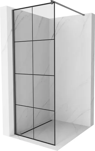 MEXEN/S - Kyoto Sprchová zástena WALK-IN 90 x 200, čierny vzor 8 mm, grafit metal 800-090-101-95-77
