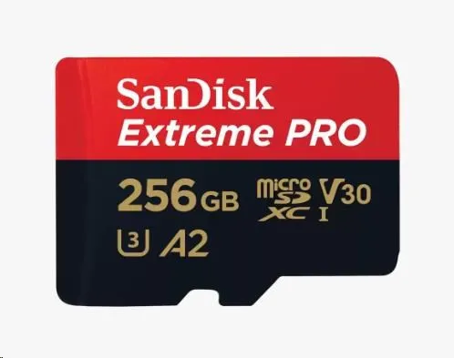 SanDisk micro SDXC karta 256 GB Extreme PRO (200 MB/s Class 10, UHS-I U3 V30) + adaptér
