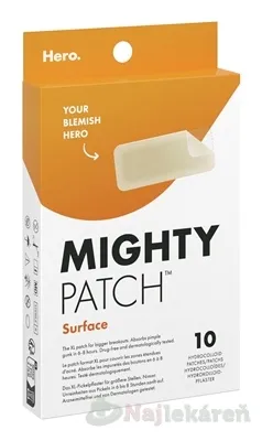Hero. MIGHTY PATCH Surface XL hydrokoloidné náplasti na akné 10 ks