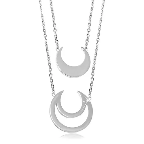Náhrdelník z ocele 316L, menší a väčší kosák mesiaca, dve retiazky