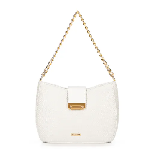 Dámska pletená crossbody kabelka krémová