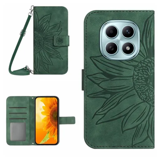 ART SUNFLOWER Peňaženkový obal so šnúrkou pre Xiaomi Redmi Note 15 Pro zelený