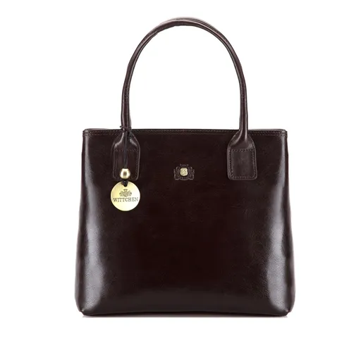 Vintage kožená aktovka s pripínateľným popruhom, tmavohnedá 39-4-529-3