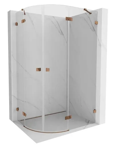 MEXEN/S - Lunar L sprchový kút štvrťkruh krídlový pravá 100 x 90, transparent, ružové zlato 833L-100P-090L-60-00