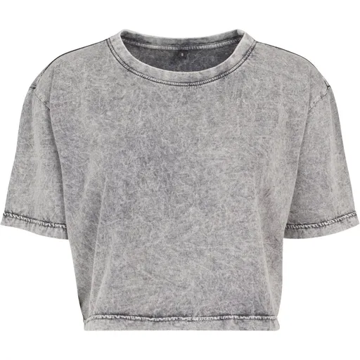 Build Your Brand Dámske crop top tričko Acid Washed - Šedá / čierna | L