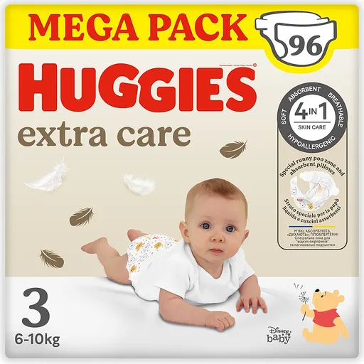 HUGGIES Extra care 3 plienky box 6-10 kg 96 kusov