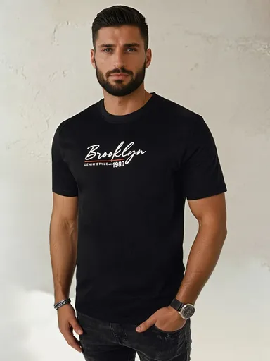 Pánske tričko čiernej farby Dstreet RX5403 s potlačou