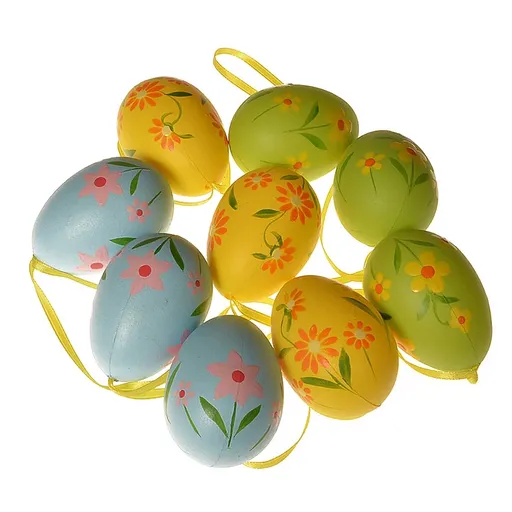 Súprava vonkajších závesných vajíčok v. 5 cm, 9 ks v balení, mix farieb