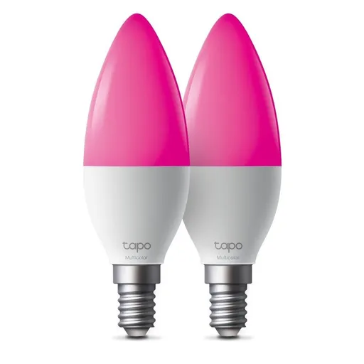 TP-Link Tapo L430C(2-pack) múdra WiFi stmievateľná LED žiarovka (farebná, 2500K-6500K, 470lm, 2, 4GHz, E14)