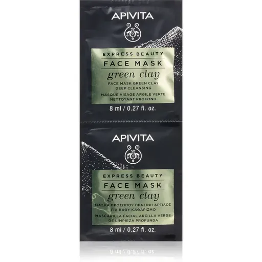 Apivita Express Beauty Cleansing Face Mask Green Clay čistiaca a vyhladzujúca pleťová maska so zeleným ílom 2x8 ml