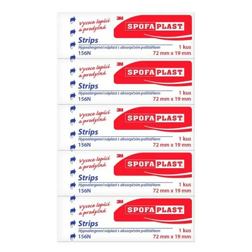 3M™ SPOFAPLAST 156 N Kusová textilná náplasť 72 x 19 mm 5 kusov