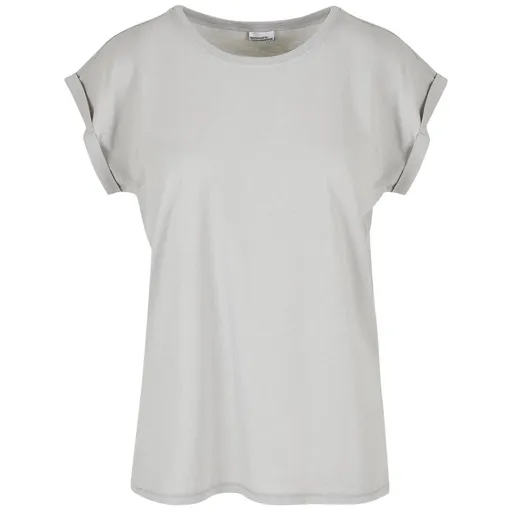 Build Your Brand Voľné dámske tričko s ohrnutými rukávmi - Svetlá asfaltová | XS