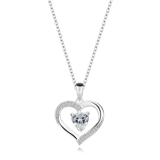 Náhrdelník v striebre 925 - srdiečko s pretočenými ramenami, číre zirkónové srdce