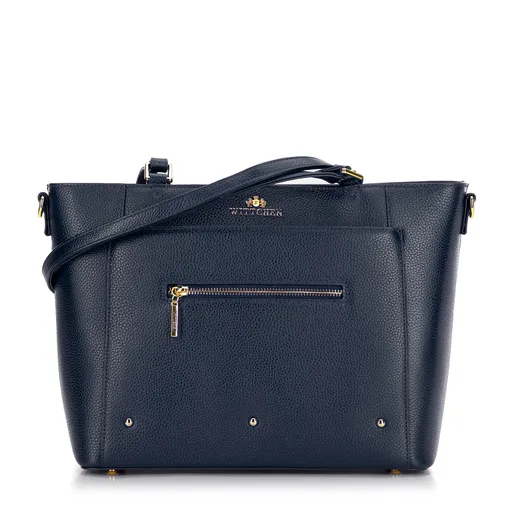 Dámska shopper kabelka z kože s vreckami granátová 100-4E-607-7