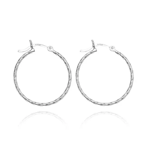 Strieborné kruhové náušnice 925 - točená línia so zárezmi, 19 mm