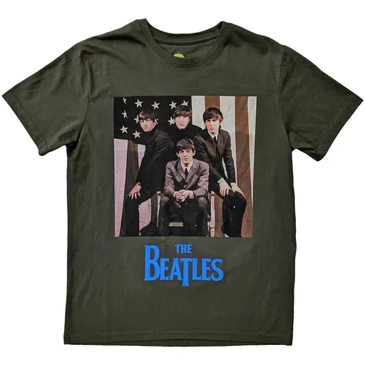 The Beatles tričko US Flag Photo Zelená M