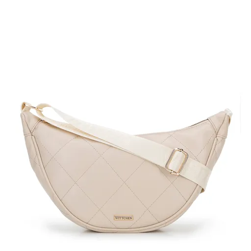 Dámska crossbody v geometrickom prešívaní krémovo-zlatá 100-4Y-422-9G