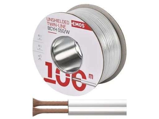 Dvojlinka netienená 2x0,50mm2 bílá EMOS S8251 100m