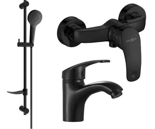 MEXEN/S - Fabia DF05 Set umývadlovej a sprchovej batérie s príslušenstvom, čierna 746504DF05-70