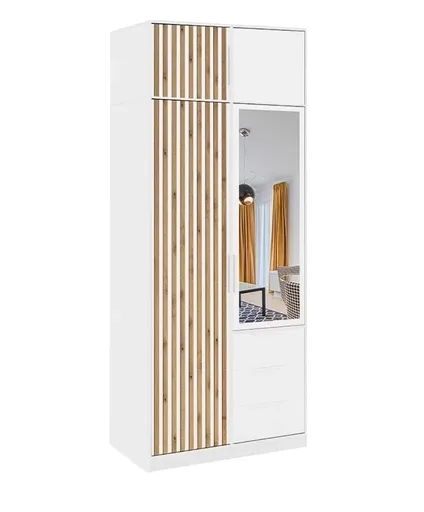 ArtStol Šatníková skriňa BALI LUX D2 s nadstavcom | biela/dub wotan