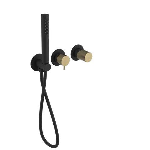 SAPHO - ULTRATAP podom. sprch./vaňová batéria, ručná sprcha, 2 výstupy, čierná mat/zlato mat UT045TBG