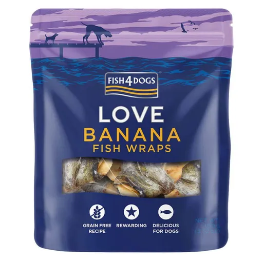 FISH4DOGS Maškrty pre psov rybie závitky s banánom 100 g