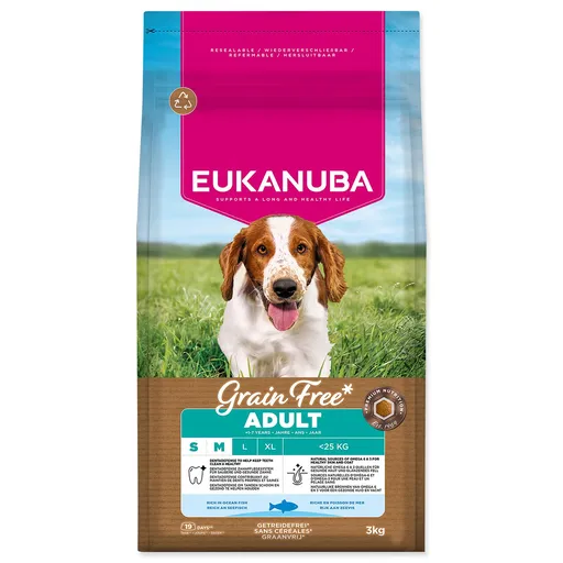 Krmivo EUKANUBA Grain Free Adult Small & Medium rich in ocean fish 3 kg