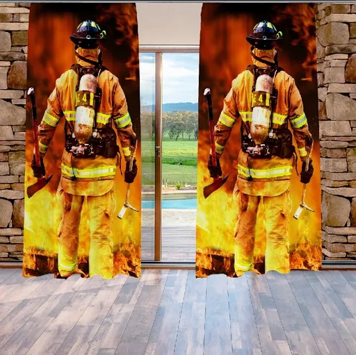 Závesy Hasič (Rozmer: 140x250, Materiál: Interlock)