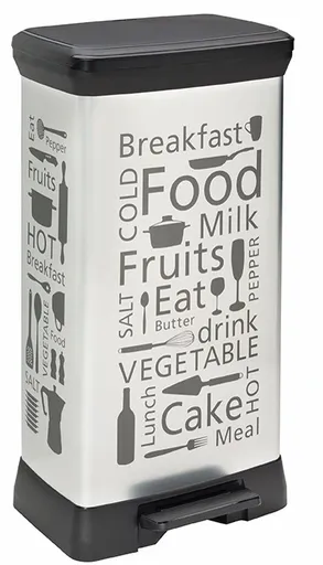 CURVER Odpadkový kôš DECO BIN 50L | motív kuchyne, strieborná