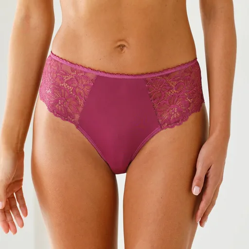 Súprava 2 tangá nohavičiek s vysokým pásom z čipky a mikrovlákna