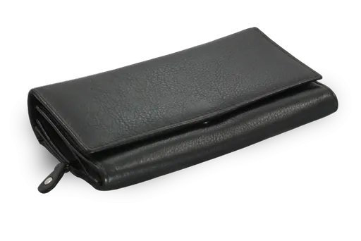 Čierna dámska listová kožená peňaženka s poklopom 511-2120-60