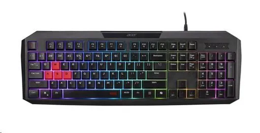 ACER Nitro Gaming Keyboard 100, Membrane Switch, 26 Anti-ghosting klávesov, životnosť 3 mil. stiskov, 7 zón RGB podsviec