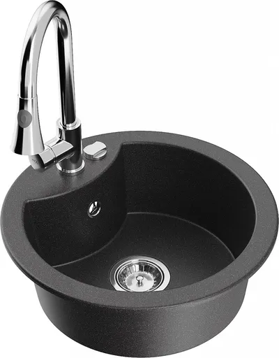 MEXEN/S MEXEN/S - Diego granitový drez 1-miska vrátane batérie Elia, čierna kropenatá 6512-76-670101-00