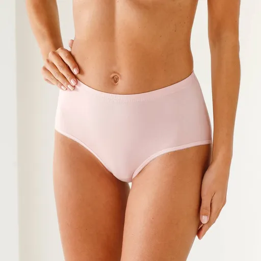 Súprava 7 bavlnených maxi nohavičiek v telovej farbe a s vysokým pásom